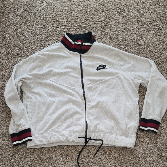 Nike White Zip-Up Terry Jacket with Blue and Red Accents - Picture 1 of 8